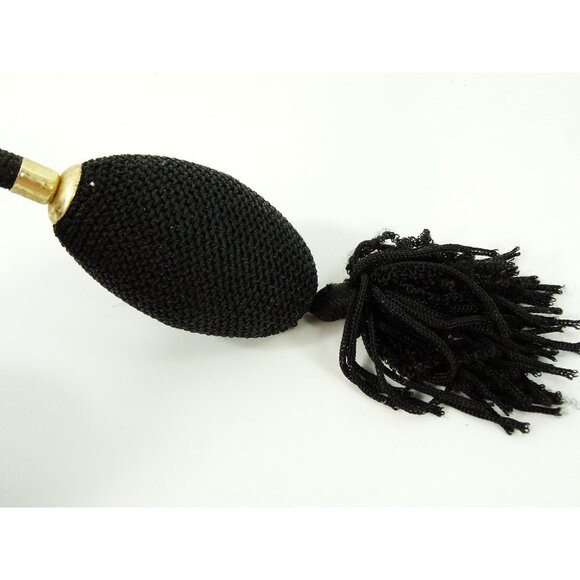 Vintage Black Perfume Bottle (empty) with Bulb Atomizer & Tassel Vanity Decor - Picture 8 of 9